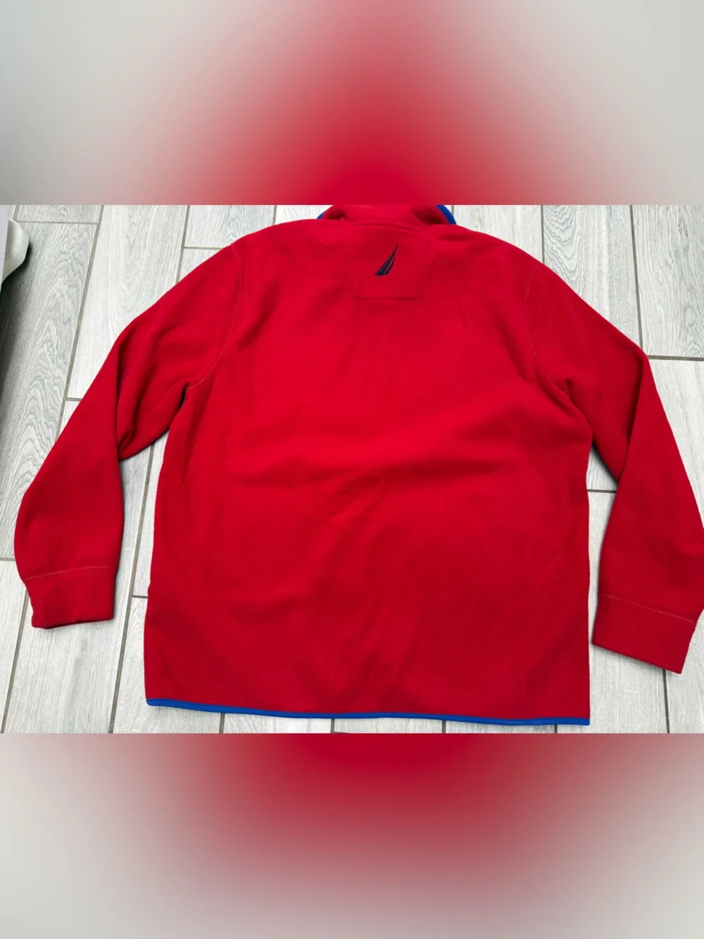 Men’s Nautica Red Fleece Half-Zip Pullover with Blue Trim 2XL